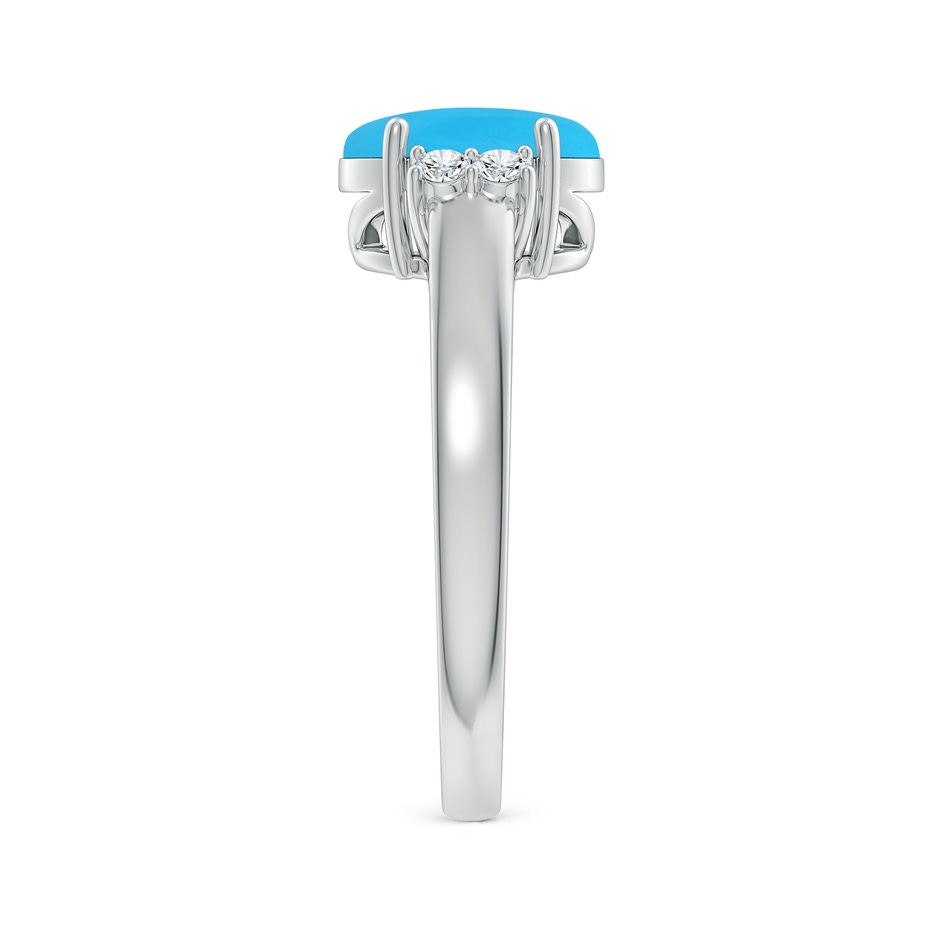 9x7mm AAA Oval-Shaped Turquoise Solitaire Ring with Diamond Accents in White Gold side-2