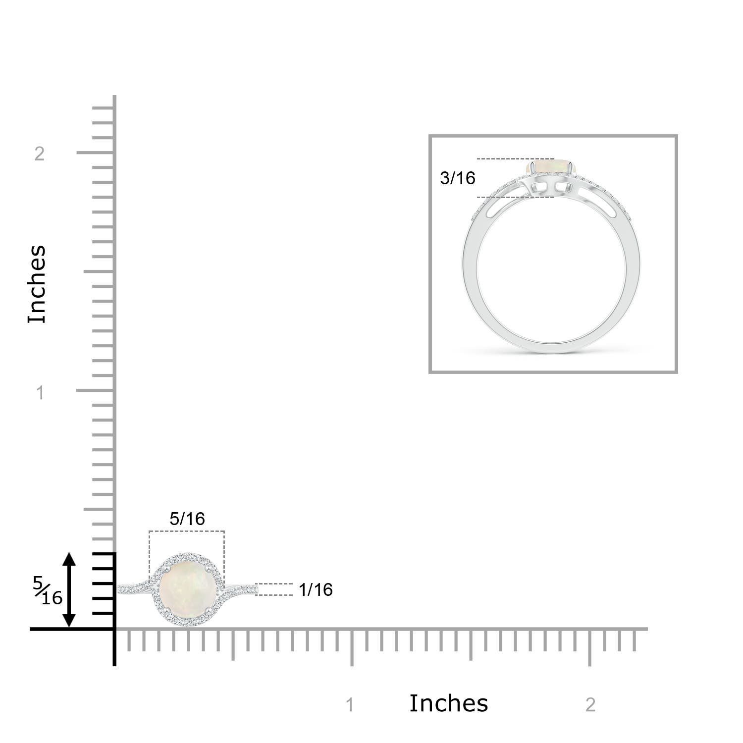 A - Opal / 0.66 CT / 14 KT White Gold