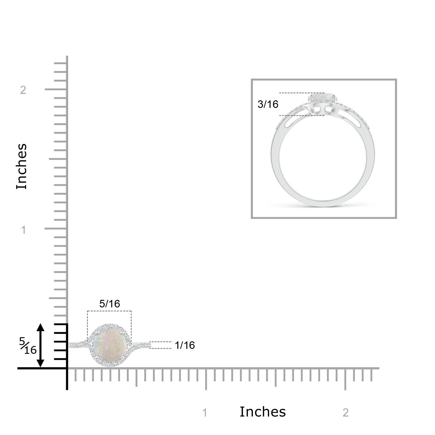 AA - Opal / 0.66 CT / 14 KT White Gold