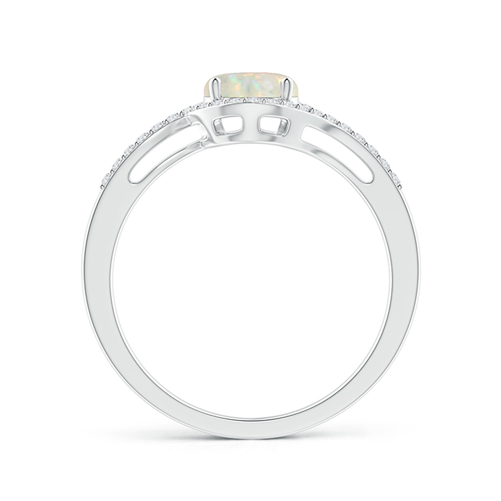 6mm AAA Bypass Round Opal and Diamond Halo Ring in White Gold Side 199