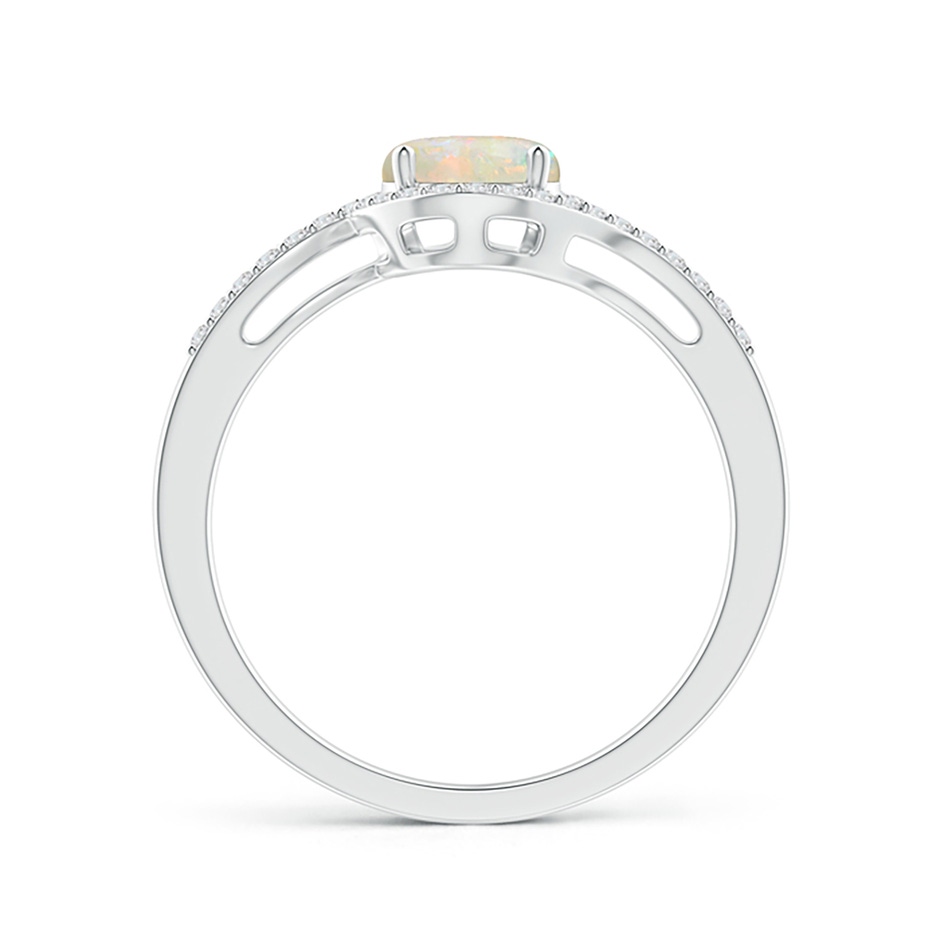 6mm AAAA Bypass Round Opal and Diamond Halo Ring in White Gold side 199