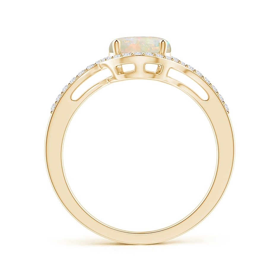 7mm AAAA Bypass Round Opal and Diamond Halo Ring in Yellow Gold side 199