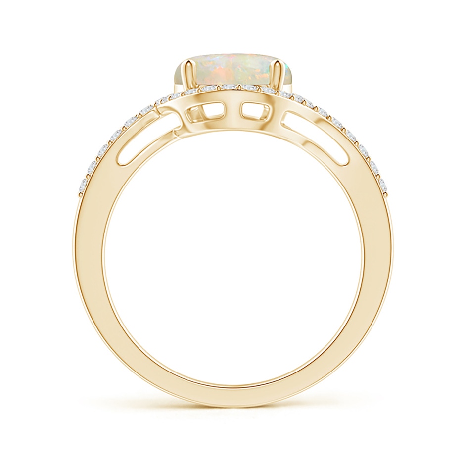 8mm AAAA Bypass Round Opal and Diamond Halo Ring in Yellow Gold side 199