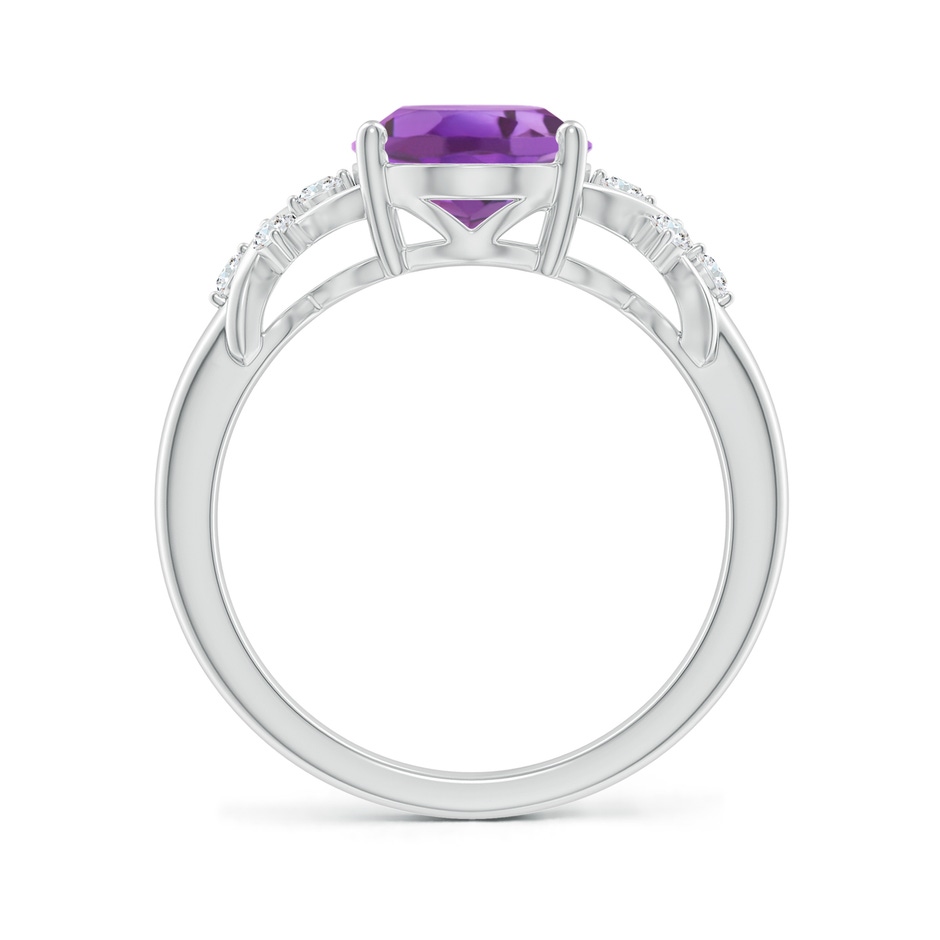 10x8mm A Solitaire Oval Amethyst Criss Cross Ring with Diamonds in P950 Platinum side-1