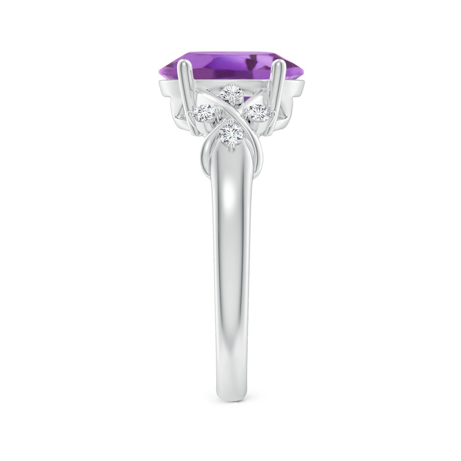 10x8mm A Solitaire Oval Amethyst Criss Cross Ring with Diamonds in White Gold side-2