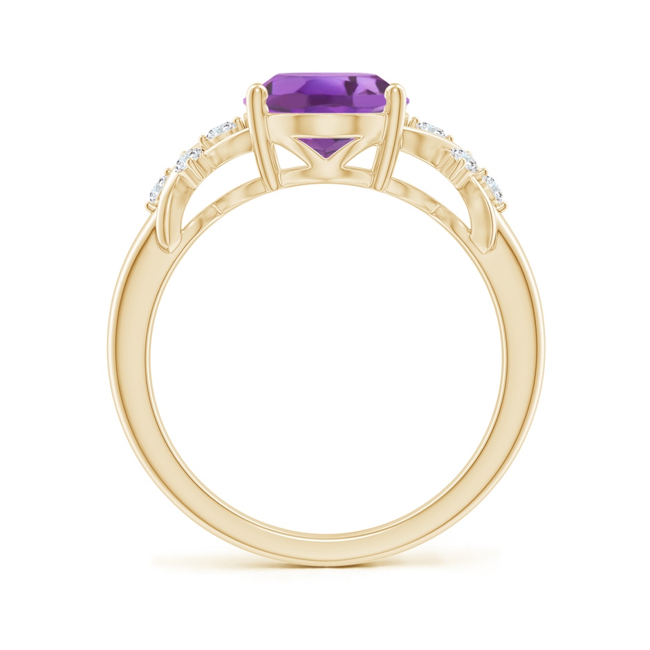 10x8mm A Solitaire Oval Amethyst Criss Cross Ring with Diamonds in Yellow Gold side-1