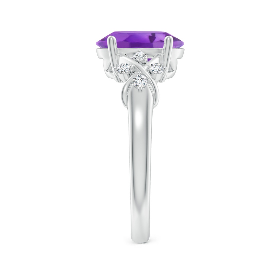10x8mm AA Solitaire Oval Amethyst Criss Cross Ring with Diamonds in P950 Platinum side-2