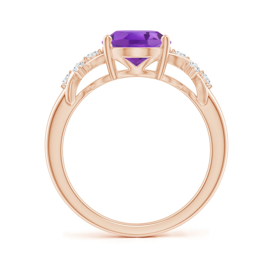 10x8mm AA Solitaire Oval Amethyst Criss Cross Ring with Diamonds in Rose Gold side-1