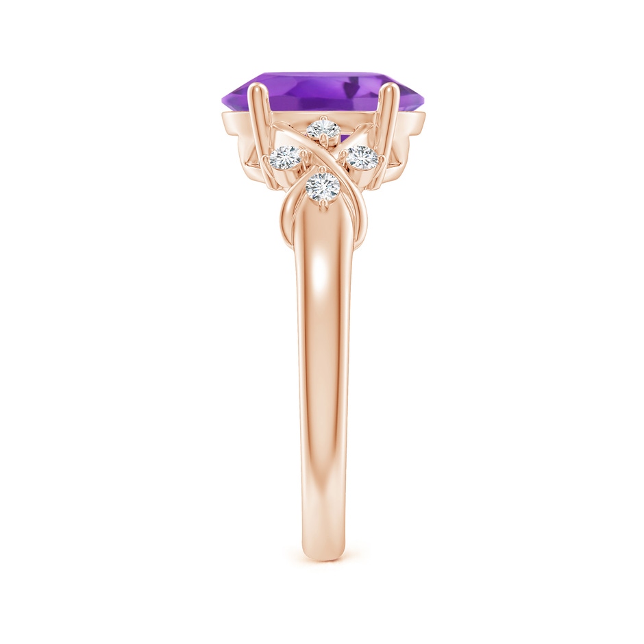 10x8mm AA Solitaire Oval Amethyst Criss Cross Ring with Diamonds in Rose Gold side-2