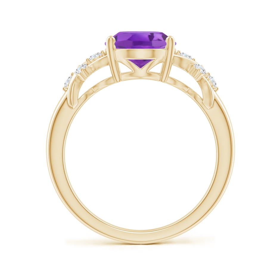 10x8mm AA Solitaire Oval Amethyst Criss Cross Ring with Diamonds in Yellow Gold side-1