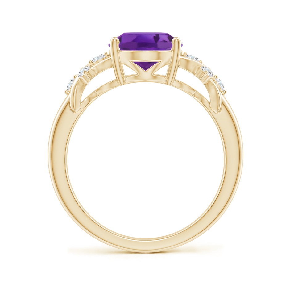 10x8mm AAA Solitaire Oval Amethyst Criss Cross Ring with Diamonds in Yellow Gold side-1