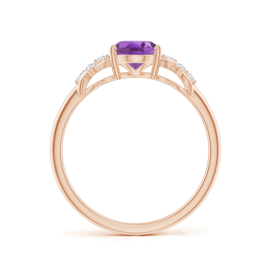 8x6mm A Solitaire Oval Amethyst Criss Cross Ring with Diamonds in Rose Gold side-1