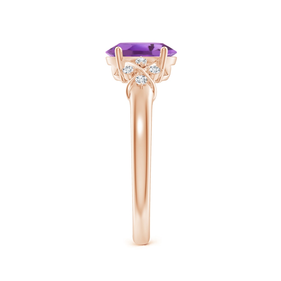 8x6mm A Solitaire Oval Amethyst Criss Cross Ring with Diamonds in Rose Gold side-2