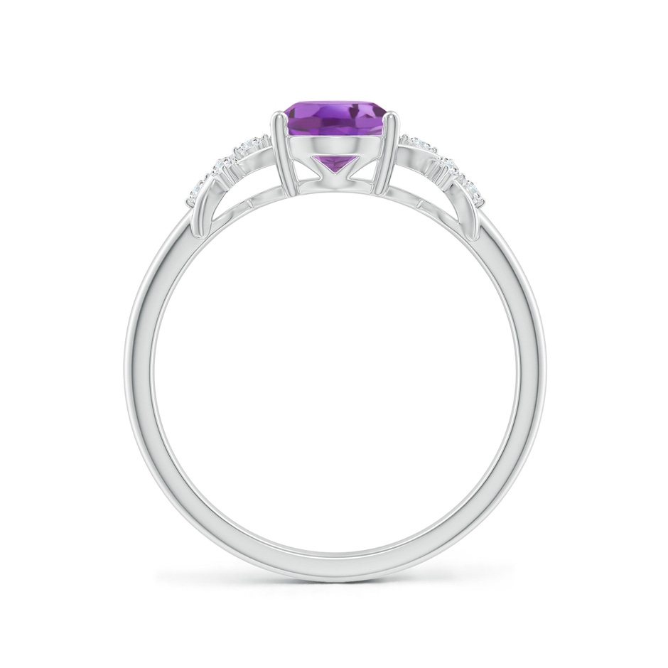 8x6mm A Solitaire Oval Amethyst Criss Cross Ring with Diamonds in White Gold side-1