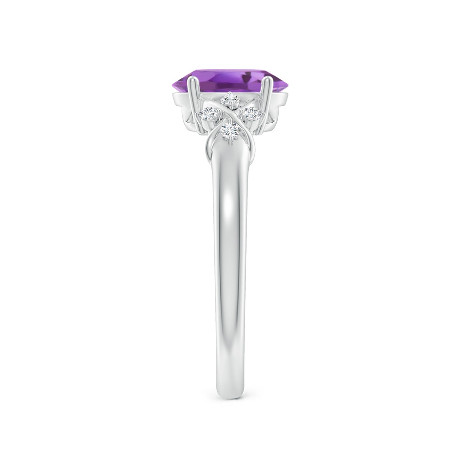 8x6mm A Solitaire Oval Amethyst Criss Cross Ring with Diamonds in White Gold side-2