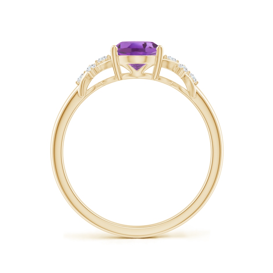8x6mm A Solitaire Oval Amethyst Criss Cross Ring with Diamonds in Yellow Gold side-1