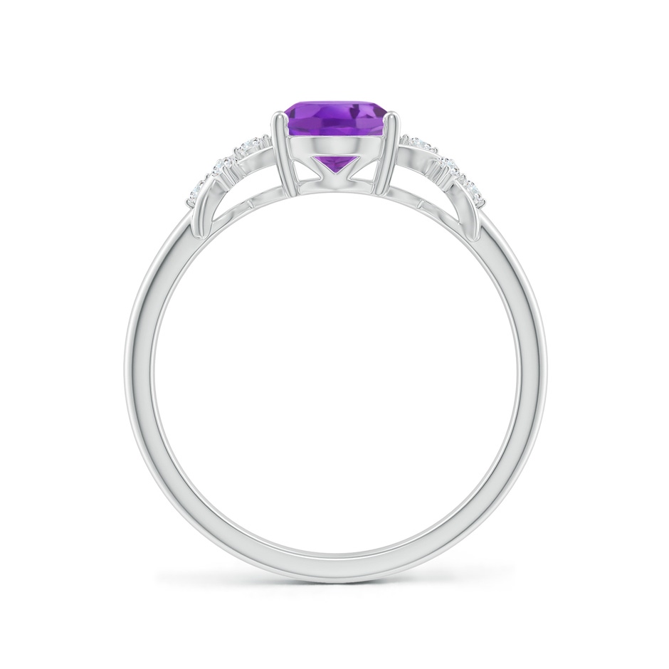 8x6mm AA Solitaire Oval Amethyst Criss Cross Ring with Diamonds in P950 Platinum side-1