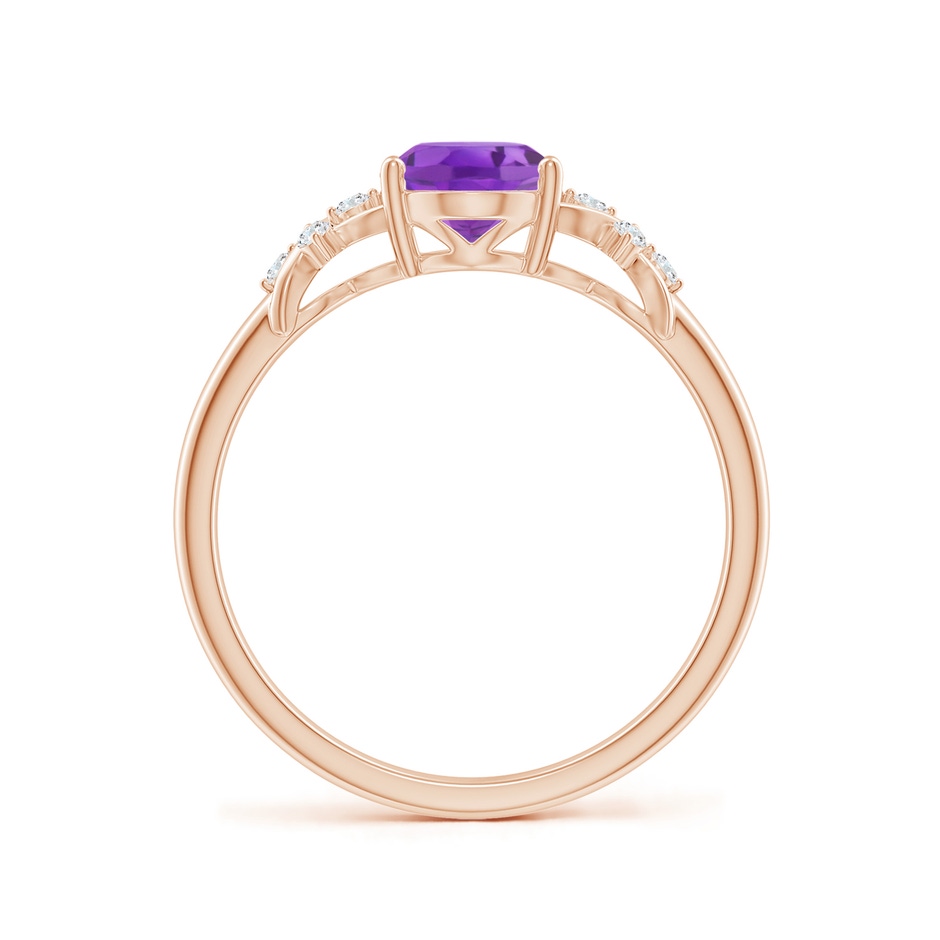 8x6mm AA Solitaire Oval Amethyst Criss Cross Ring with Diamonds in Rose Gold side-1