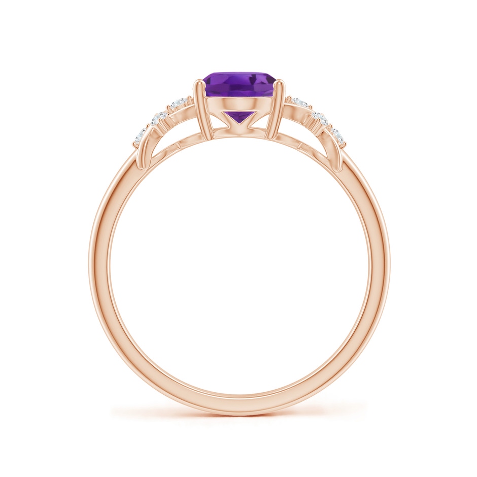 8x6mm AAA Solitaire Oval Amethyst Criss Cross Ring with Diamonds in Rose Gold side-1