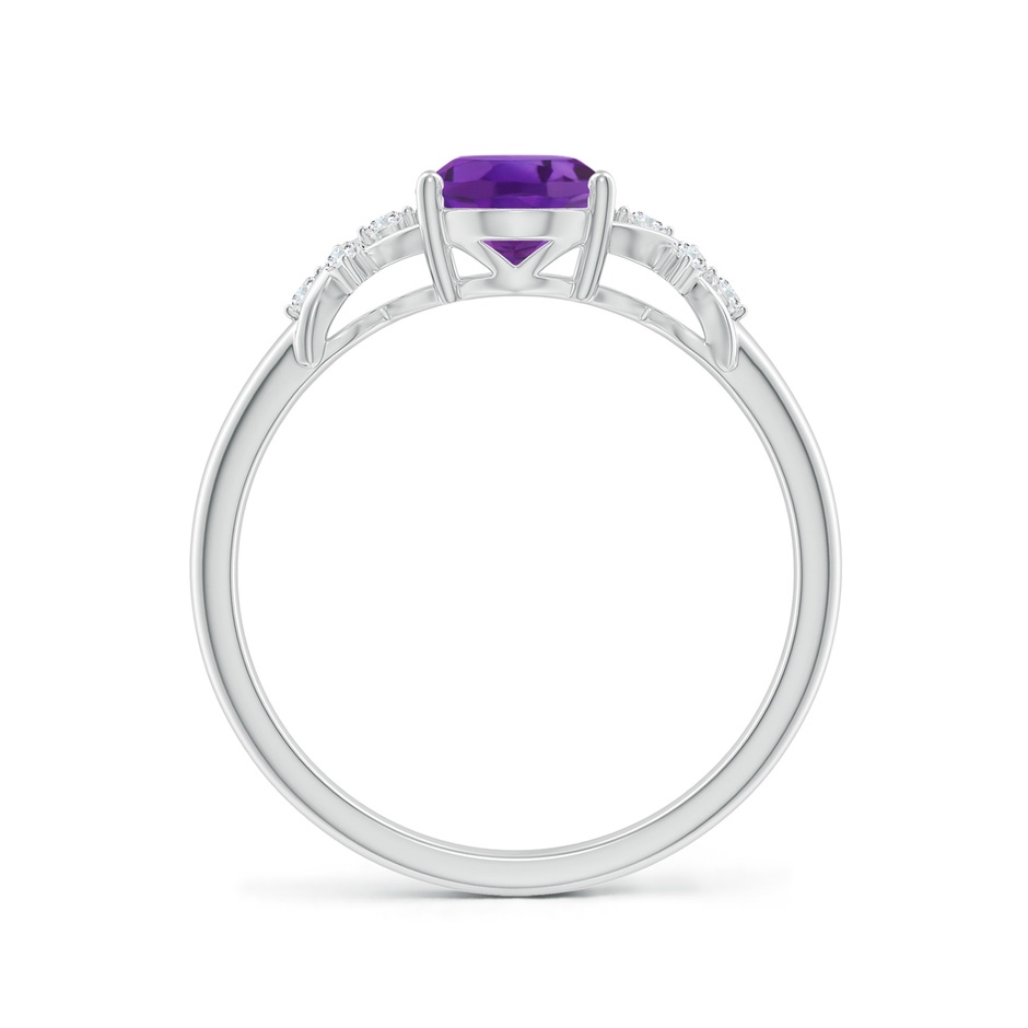 8x6mm AAA Solitaire Oval Amethyst Criss Cross Ring with Diamonds in White Gold side-1