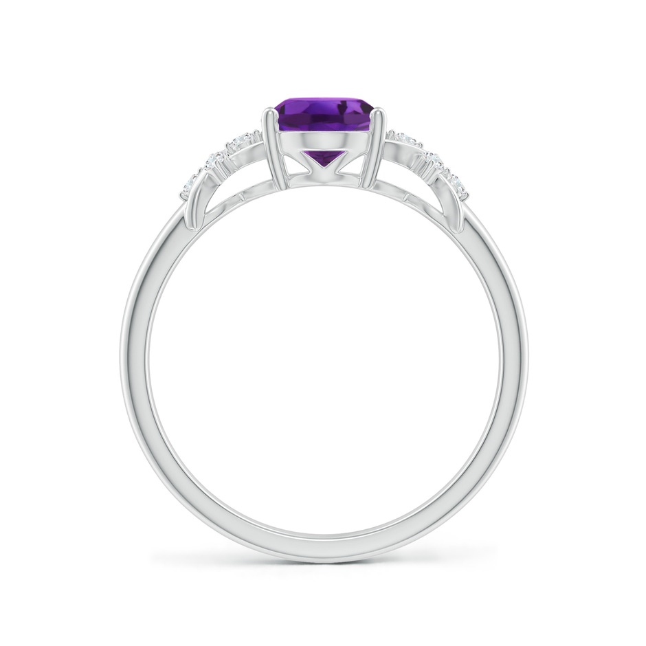 8x6mm AAAA Solitaire Oval Amethyst Criss Cross Ring with Diamonds in White Gold side-1