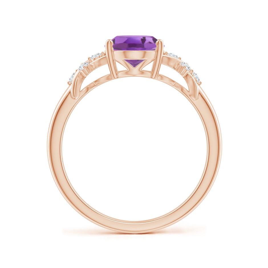 9x7mm A Solitaire Oval Amethyst Criss Cross Ring with Diamonds in Rose Gold side-1