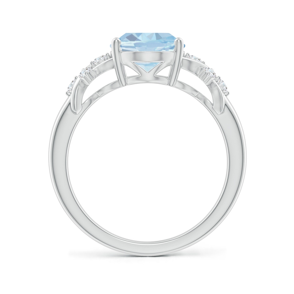 10x8mm A Solitaire Oval Aquamarine Criss Cross Ring with Diamonds in White Gold side-1