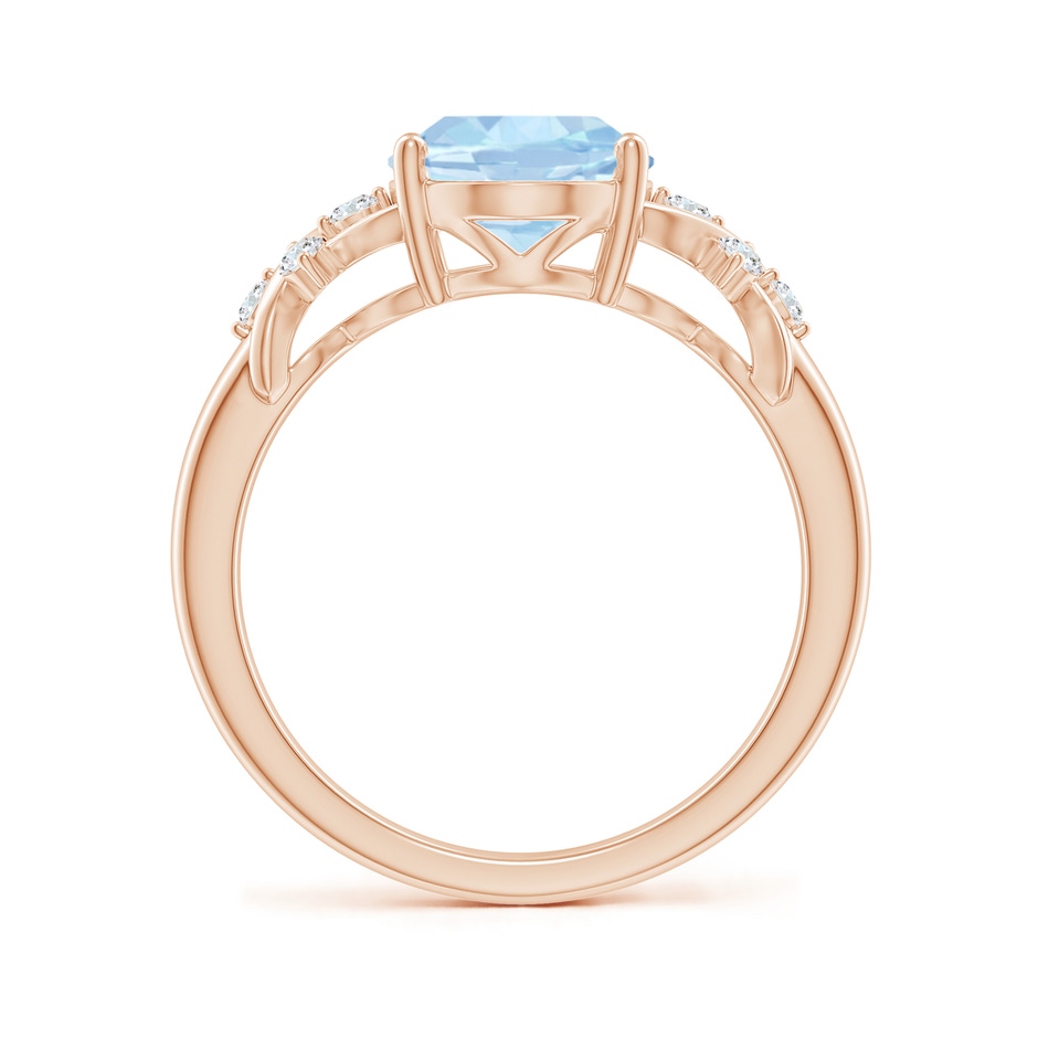 10x8mm AA Solitaire Oval Aquamarine Criss Cross Ring with Diamonds in Rose Gold side-1