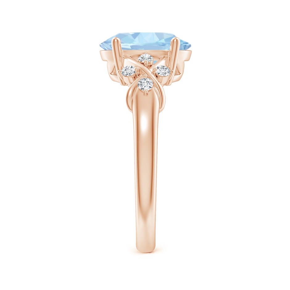 10x8mm AA Solitaire Oval Aquamarine Criss Cross Ring with Diamonds in Rose Gold side-2