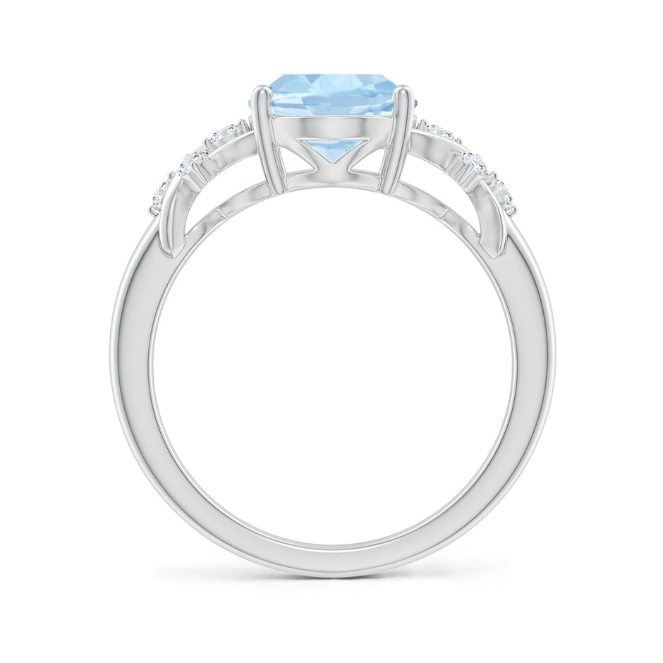 10x8mm AA Solitaire Oval Aquamarine Criss Cross Ring with Diamonds in White Gold side-1
