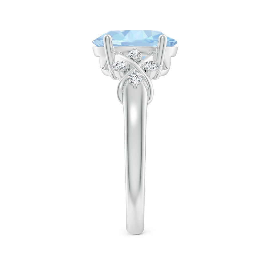 10x8mm AA Solitaire Oval Aquamarine Criss Cross Ring with Diamonds in White Gold side-2