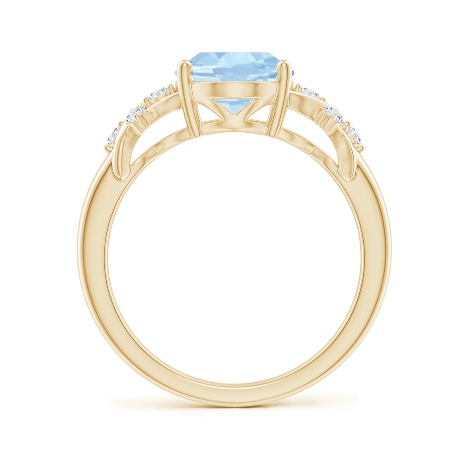 10x8mm AA Solitaire Oval Aquamarine Criss Cross Ring with Diamonds in Yellow Gold side-1
