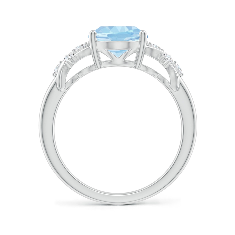 10x8mm AAA Solitaire Oval Aquamarine Criss Cross Ring with Diamonds in P950 Platinum side-1