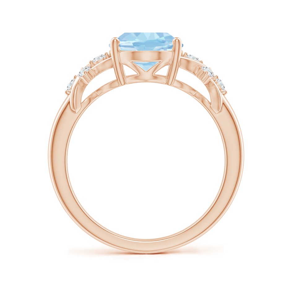 10x8mm AAA Solitaire Oval Aquamarine Criss Cross Ring with Diamonds in Rose Gold side-1