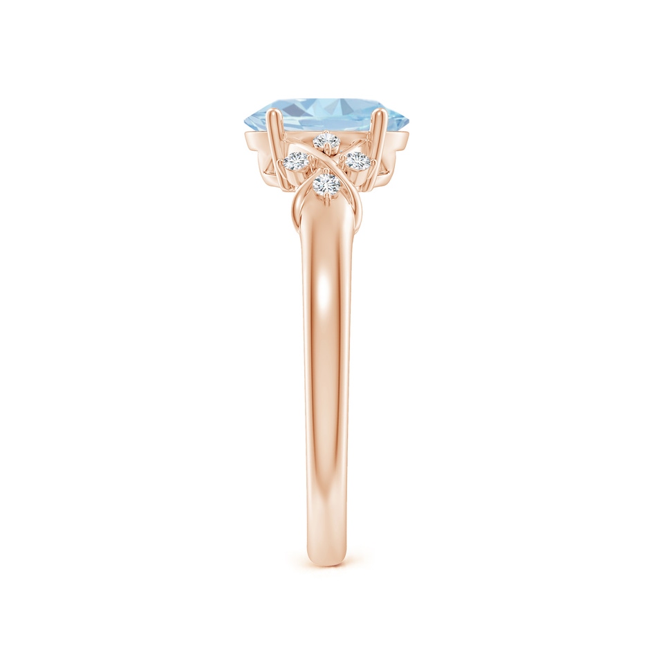 8x6mm A Solitaire Oval Aquamarine Criss Cross Ring with Diamonds in Rose Gold side-2