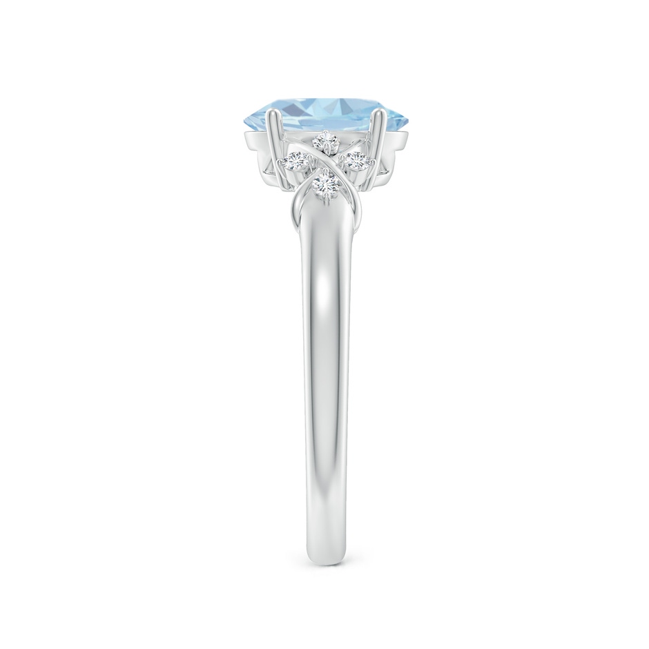 8x6mm A Solitaire Oval Aquamarine Criss Cross Ring with Diamonds in White Gold side-2