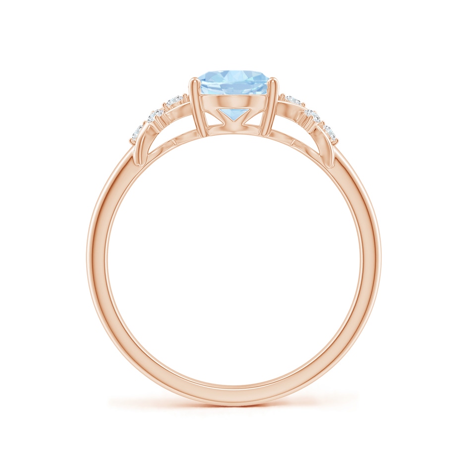 8x6mm AA Solitaire Oval Aquamarine Criss Cross Ring with Diamonds in Rose Gold side-1