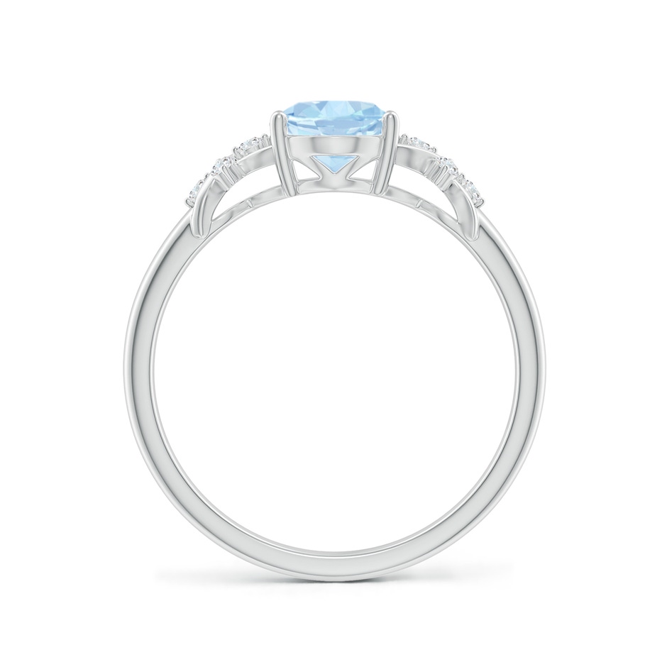 8x6mm AA Solitaire Oval Aquamarine Criss Cross Ring with Diamonds in White Gold side-1