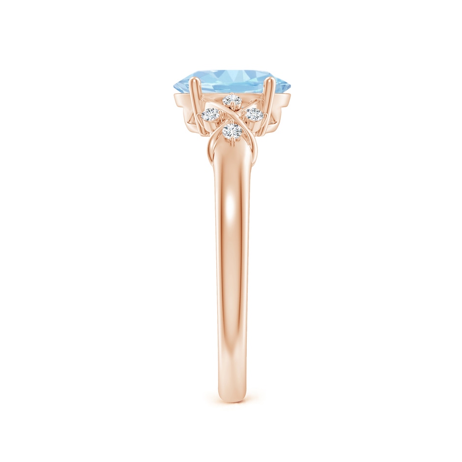 8x6mm AAA Solitaire Oval Aquamarine Criss Cross Ring with Diamonds in Rose Gold side-2