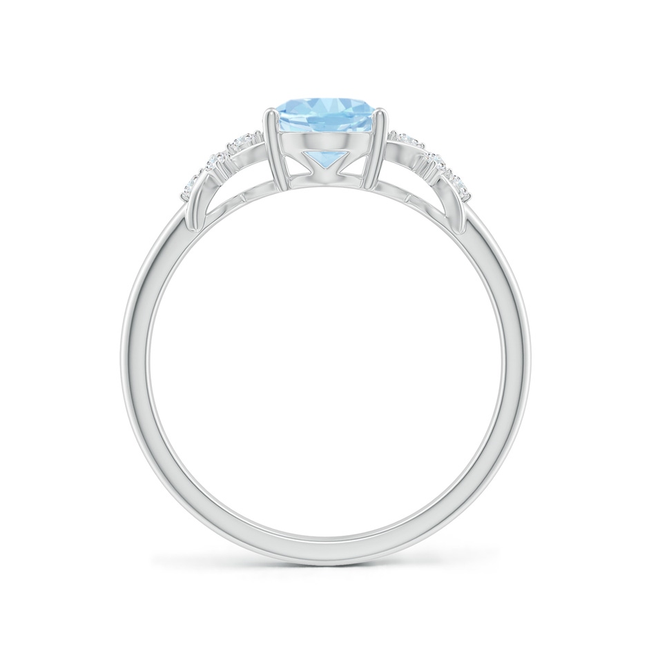 8x6mm AAA Solitaire Oval Aquamarine Criss Cross Ring with Diamonds in White Gold side-1