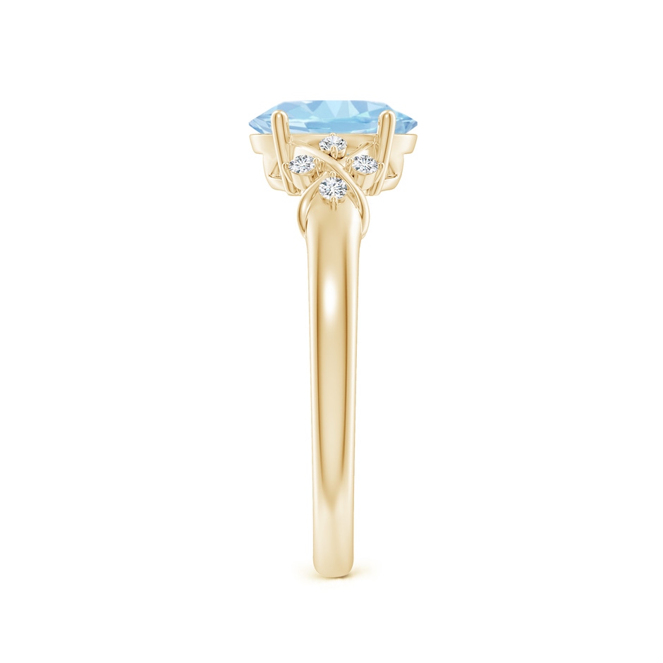 8x6mm AAA Solitaire Oval Aquamarine Criss Cross Ring with Diamonds in Yellow Gold side-2
