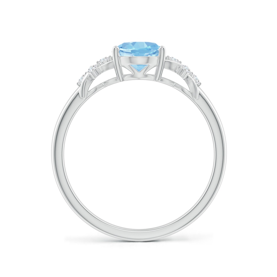 8x6mm AAAA Solitaire Oval Aquamarine Criss Cross Ring with Diamonds in P950 Platinum side-1
