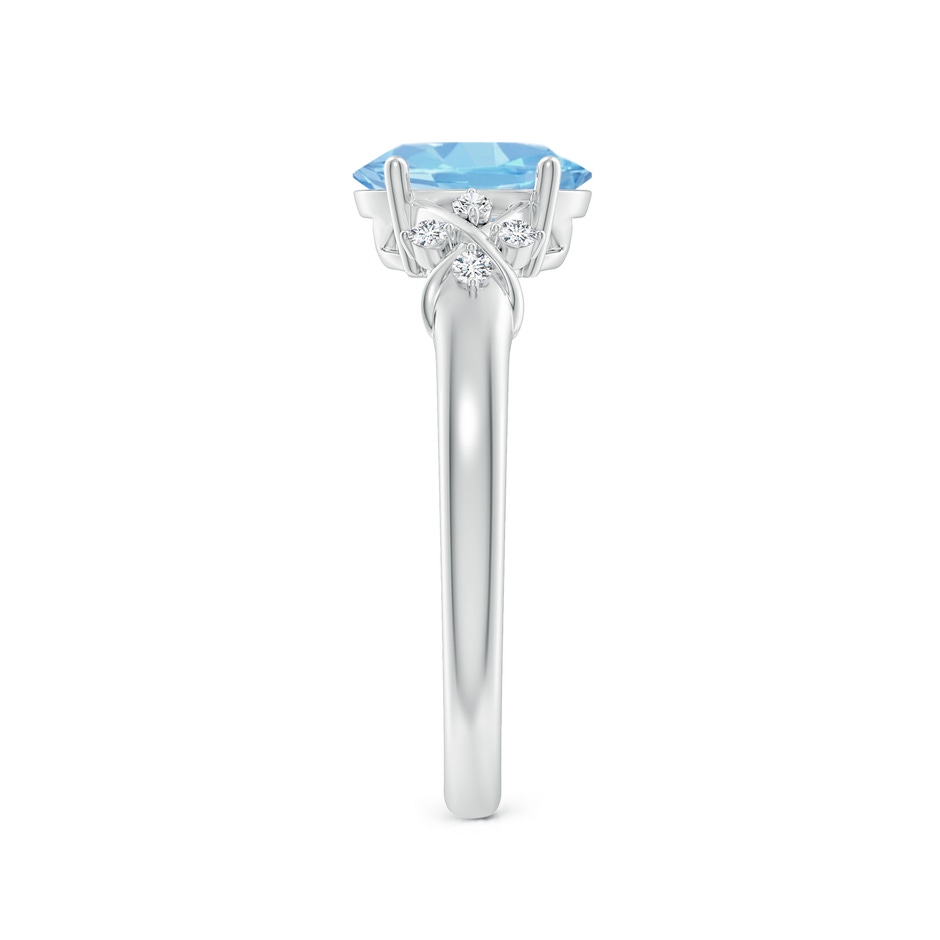 8x6mm AAAA Solitaire Oval Aquamarine Criss Cross Ring with Diamonds in P950 Platinum side-2