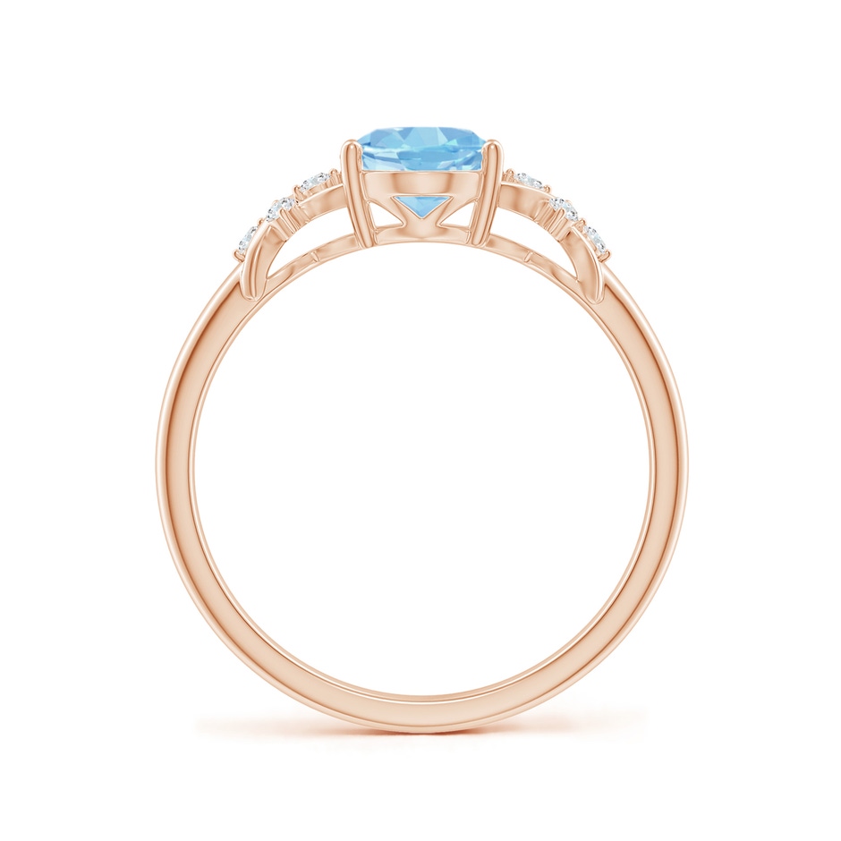 8x6mm AAAA Solitaire Oval Aquamarine Criss Cross Ring with Diamonds in Rose Gold side-1