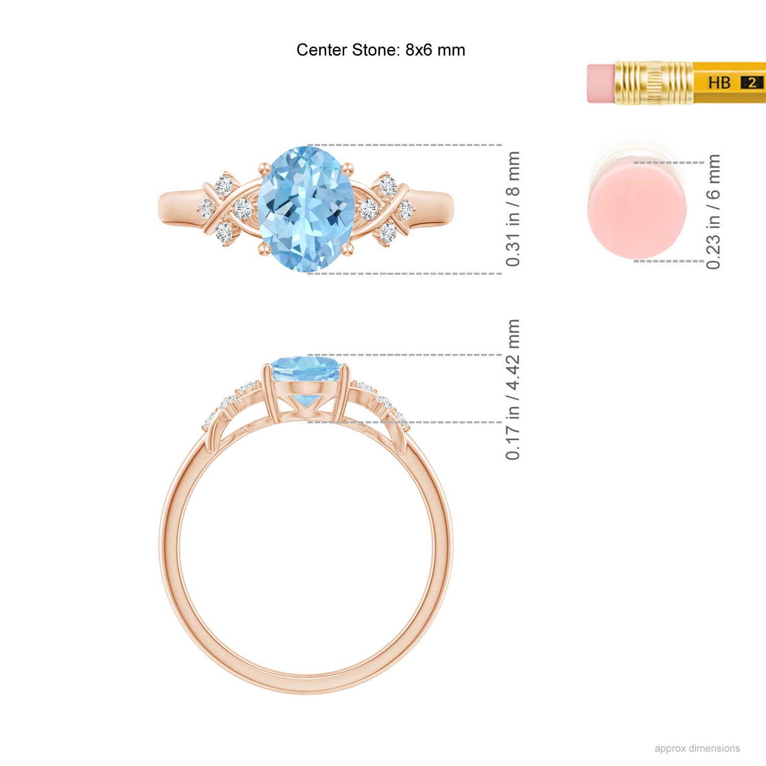 AAAA - Aquamarine / 1.08 CT / 14 KT Rose Gold