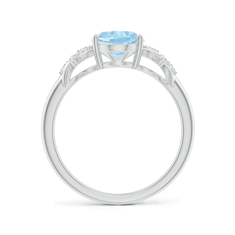 Solitaire Oval Aquamarine Criss Cross Ring with Diamonds