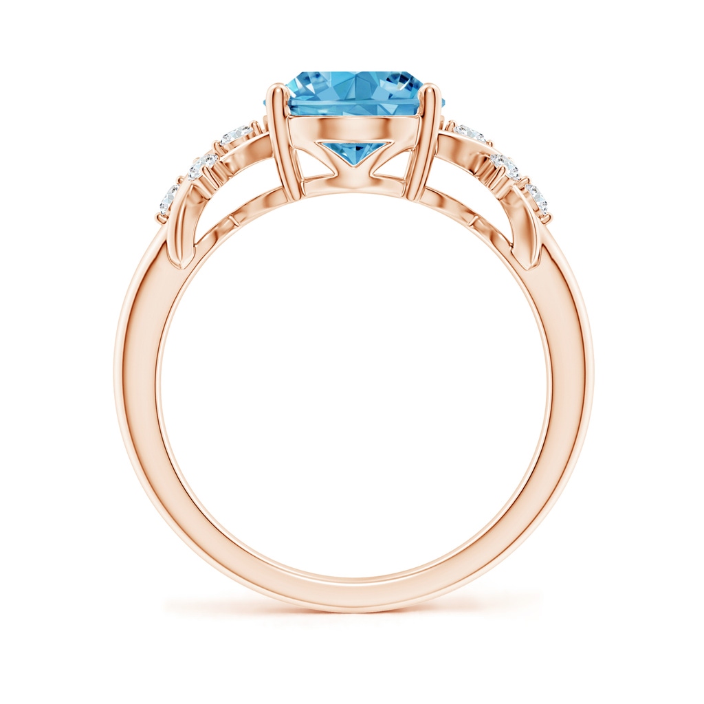 10x8mm AAAA Solitaire Oval Fancy Intense Blue Diamond Criss Cross Ring in Rose Gold - side 199