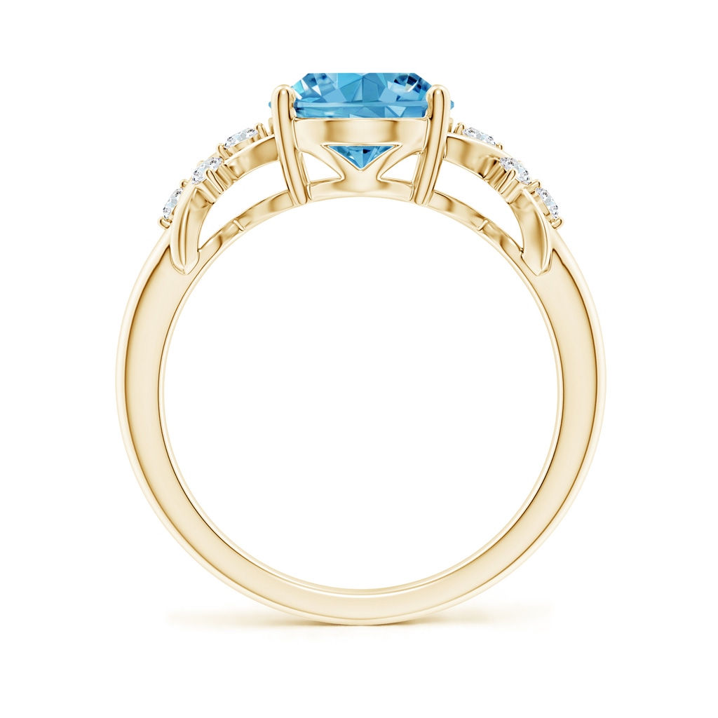 10x8mm AAAA Solitaire Oval Fancy Intense Blue Diamond Criss Cross Ring in Yellow Gold - side 199