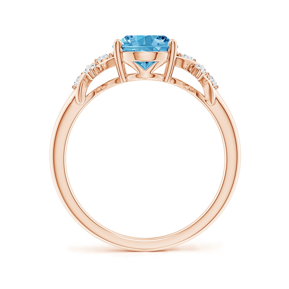 9x7mm AAAA Solitaire Oval Fancy Intense Blue Diamond Criss Cross Ring in Rose Gold side 199