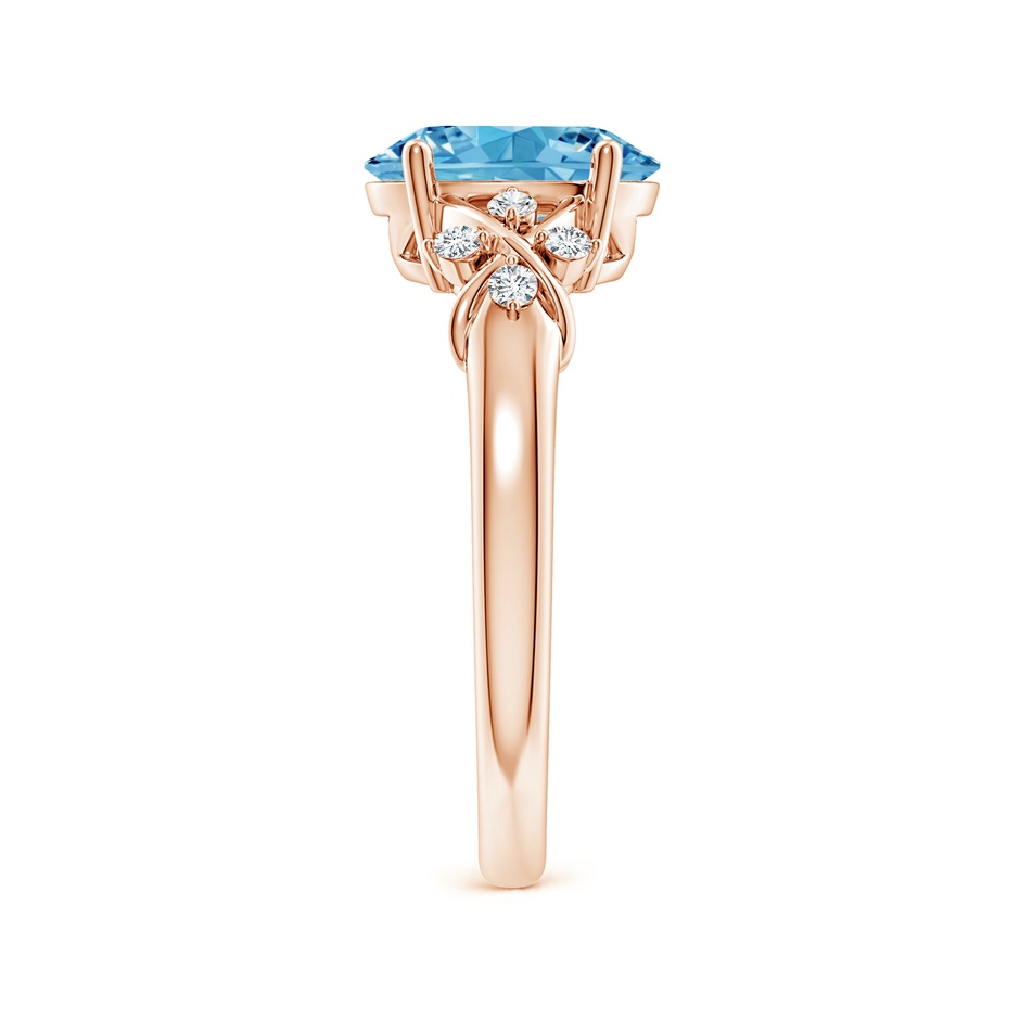 9x7mm AAAA Solitaire Oval Fancy Intense Blue Diamond Criss Cross Ring in Rose Gold side 299